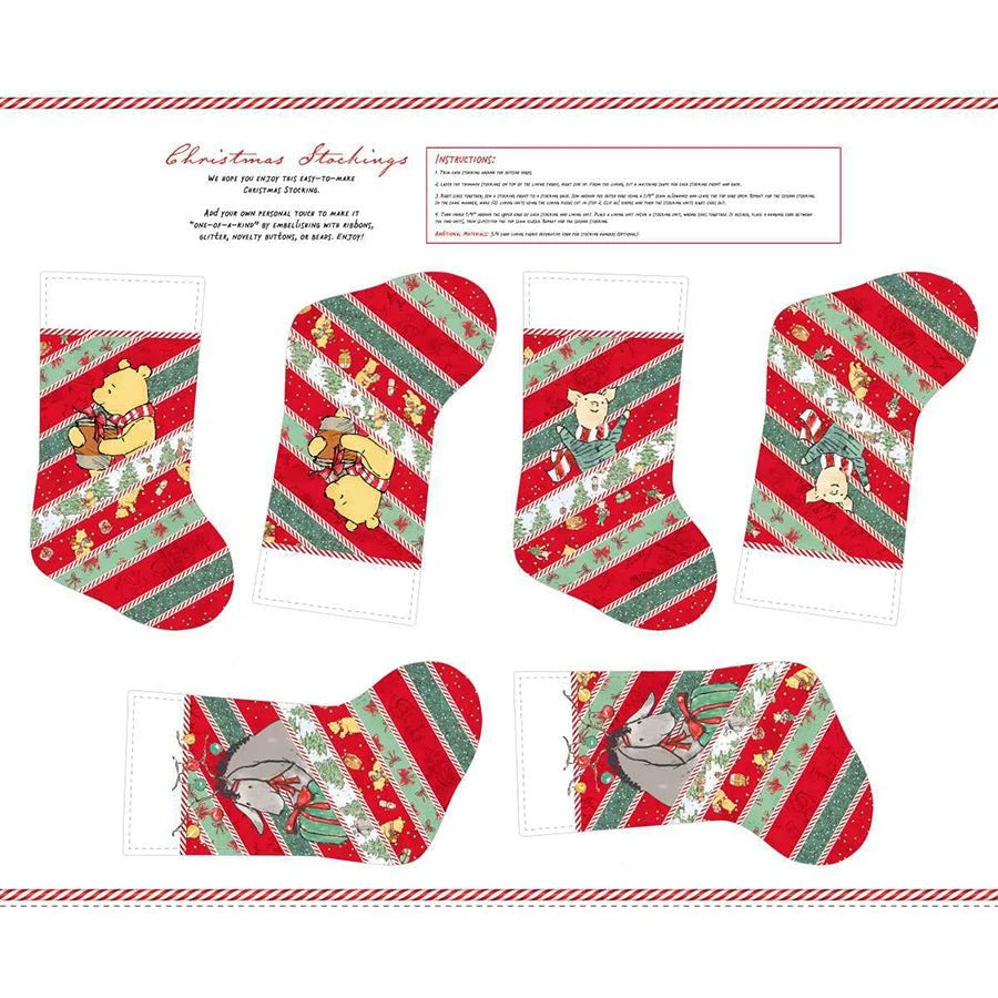 Christmas at Pooh Corner 36" Stockings Panel Red/Green 9114P-86 Studio E