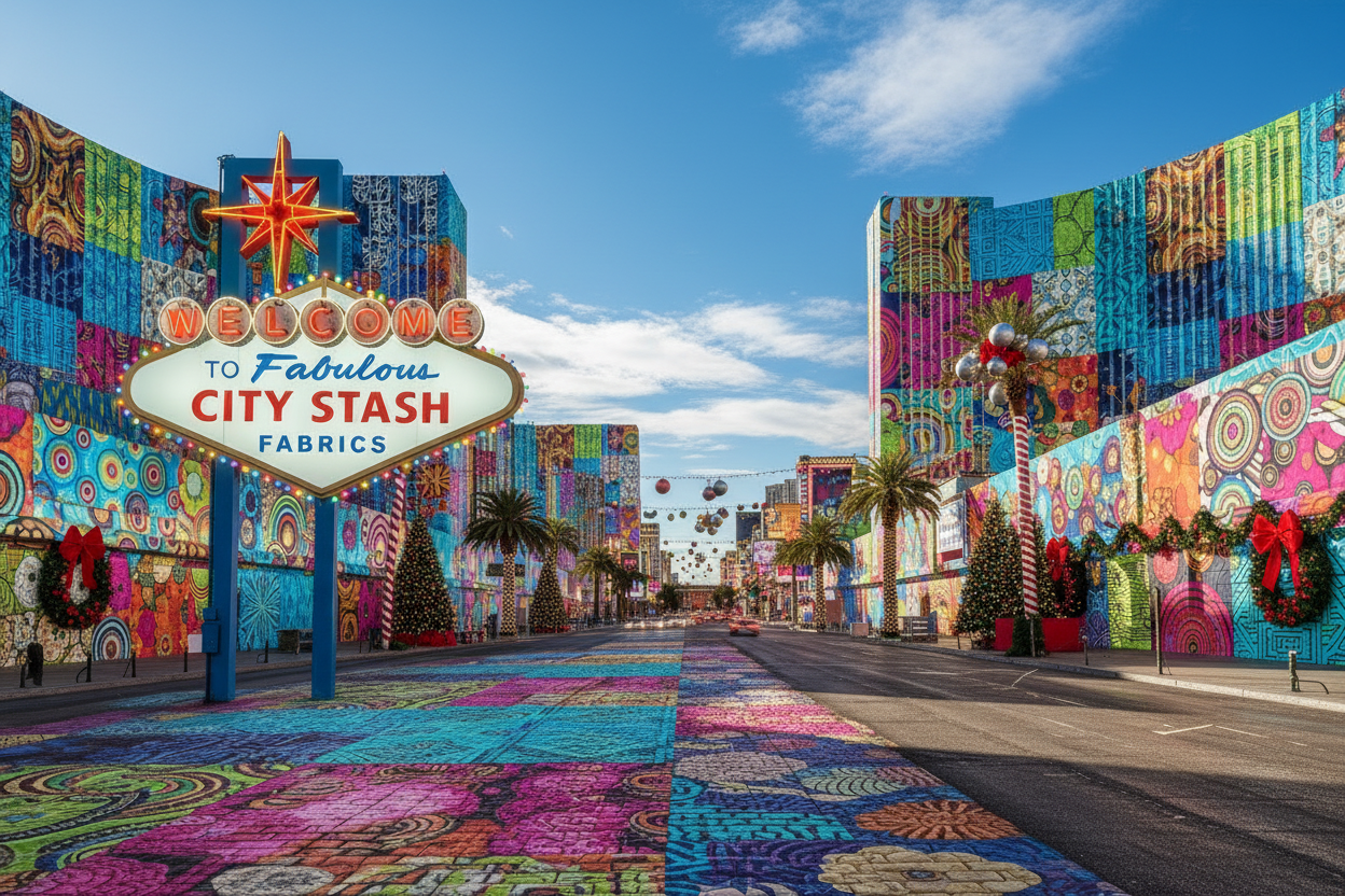 correct the spelling on the sign to say "WeLCOME to FABULOUS CITY STASH FABRICS" 