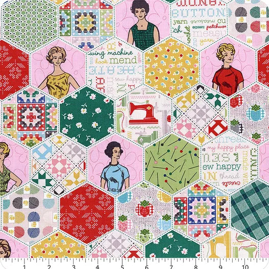 Chunky Thread Sew Happy Multi Hexi Lori Holt C16730-MULTI Riley Blake