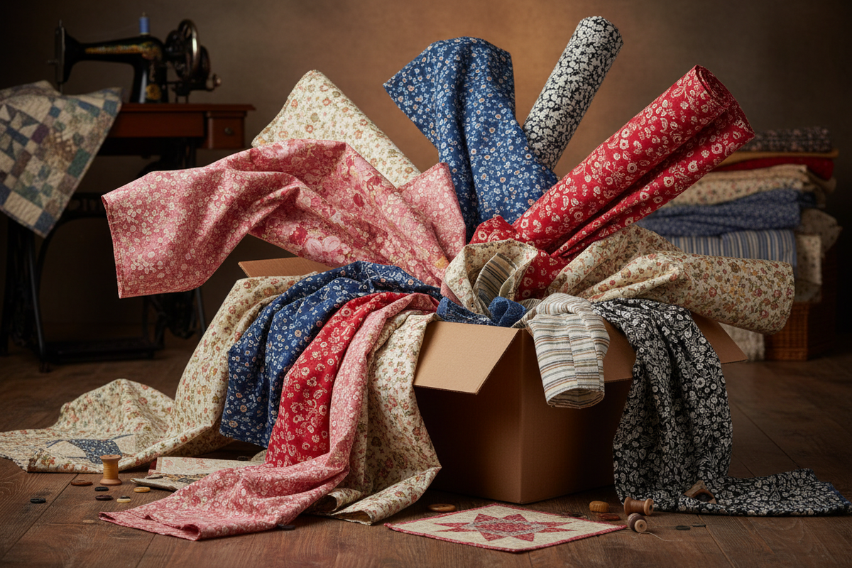 Civil War Style Fabric Pile Falling from Shipping Box