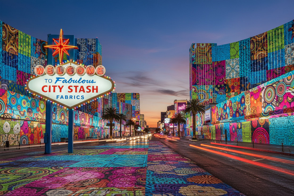 correct the spelling on the sign to say "WeLCOME to FABULOUS CITY STASH FABRICS" 