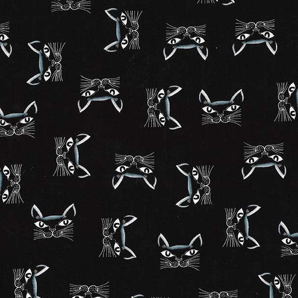 CUBIC KITTIES BLACK BLACK & WHITE MICHAEL MILLER FABRICS CX8038-BLAC-D HALF YARD