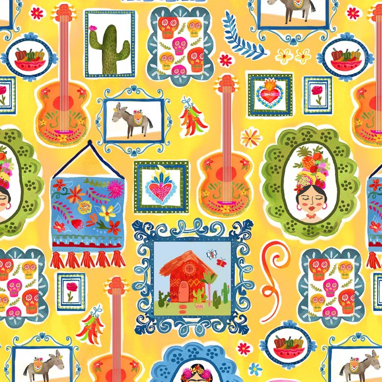 Casita Gold La Vida Local Michael Miller CX9415-GOLD-D By the Half Yard