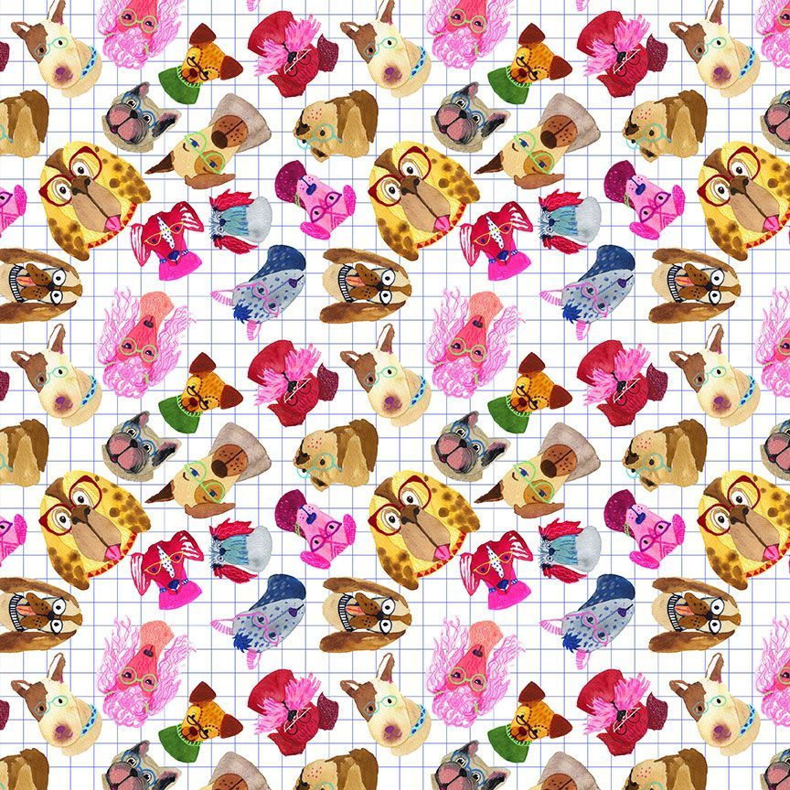 Big Dog Walk Brainy Furs STELLA-DKS3127 Dear Stella Half Yard