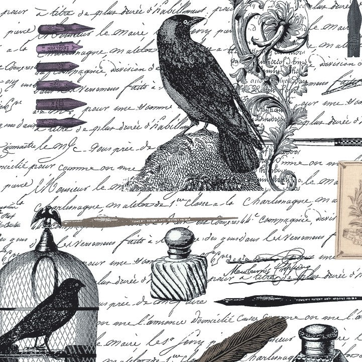 EDGAR NEVERMORE WHITE ESSENTIALS COLLECTION MICHAEL MILLER FABRICS DC5525-WHIT-D HALF YARD