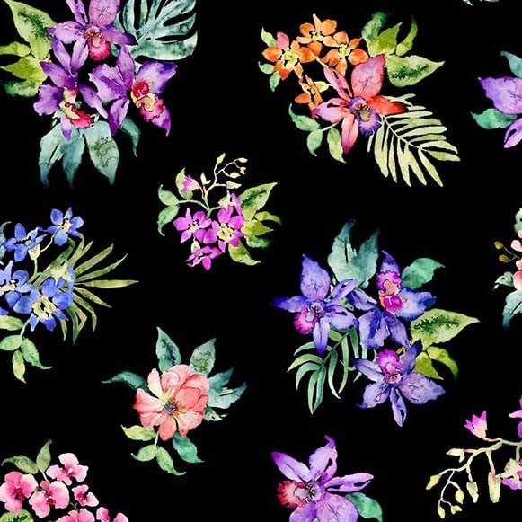 BOUQUET BOUNTY BLACK MICHAEL MILLER DCX11780-BLAC-D HALF YARD