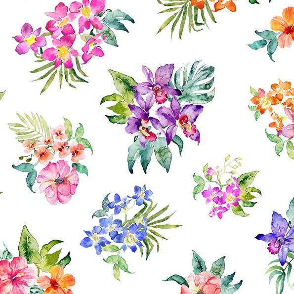 BOUQUET BOUNTY WHITE MICHAEL MILLER DCX11780-WHIT-D HALF YARD