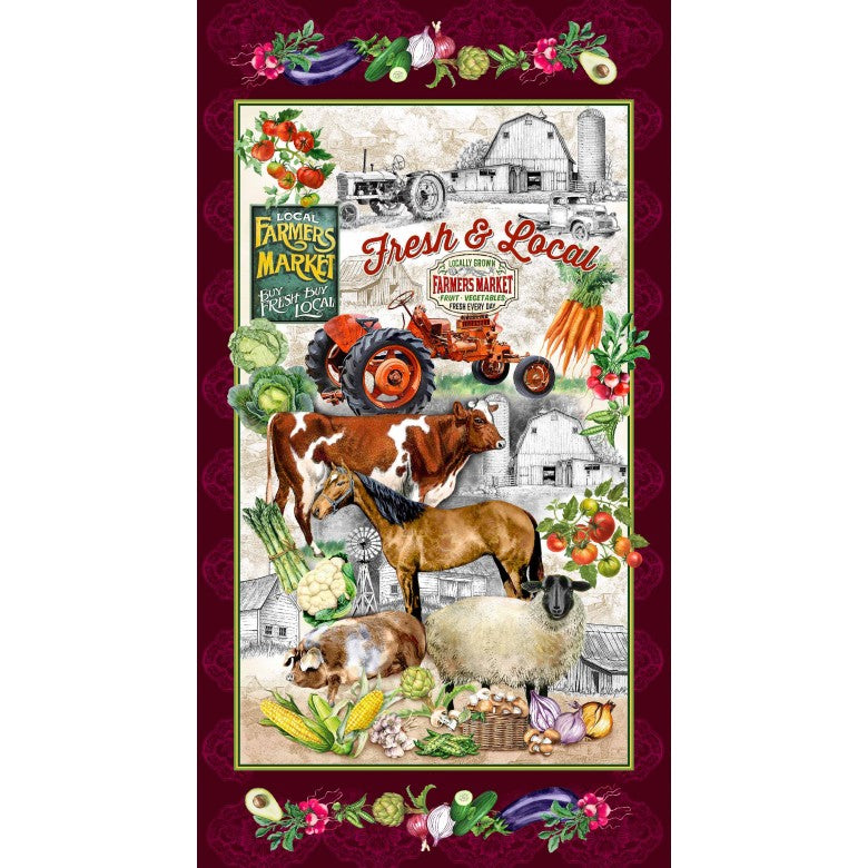 FRESH AND LOCAL PANEL - 24" REPEAT MULTI MICHAEL MILLER DCX11930-MULT-D HALF YARD