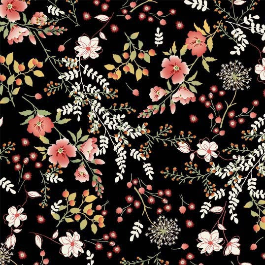 FIELD OF WILDFLOWER BLACK CAREFREE MICHAEL MILLER FABRICS DCX12103-BLAC-D HALF YARD