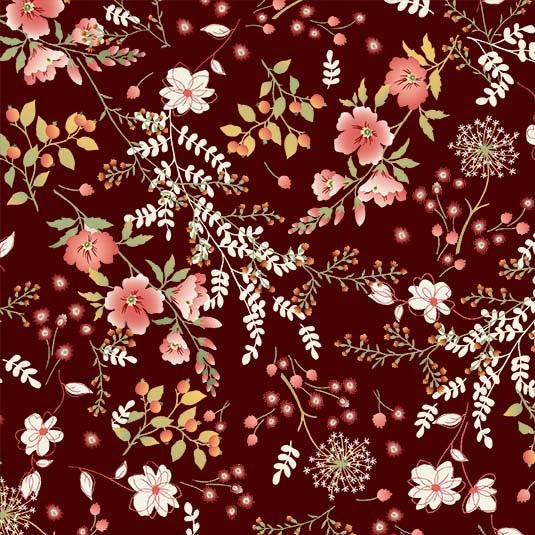 FIELD OF WILDFLOWER BURGANDY CAREFREE MICHAEL MILLER FABRICS DCX12103-BURG-D HALF YARD