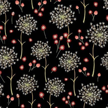 DANDELION BREEZE BLACK CAREFREE MICHAEL MILLER FABRICS DCX12105-BLAC-D HALF YARD