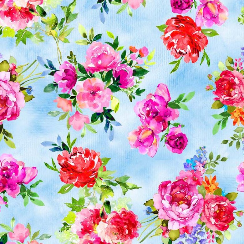 DREAM BOUQUET AZURE MICHAEL MILLER DCX12216-AZUR-D HALF YARD