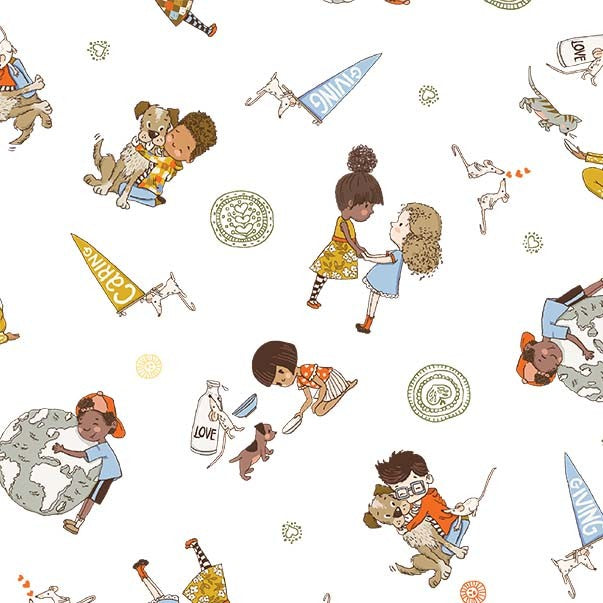 BE GIVING WHITE SEW SEED OF LOVE MICHAEL MILLER FABRICS DDC10263-WHIT-D HALF YARD