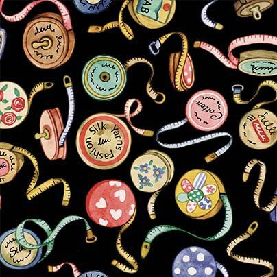 Sew Pretty Measuring Up DDC12149-BLAC-D Louise Nisbet Michael Miller Half Yard