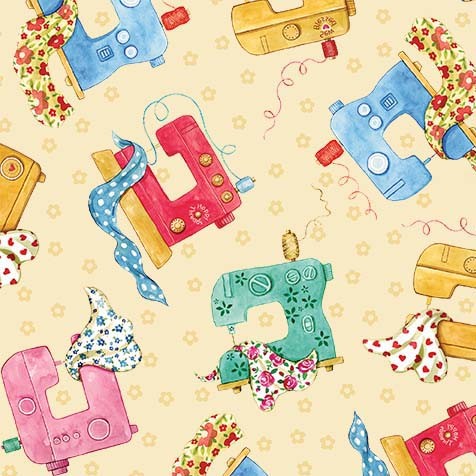 Sew Pretty Colorful Sewing Machine DDC12153-BUTT-D Michael Miller Half Yard