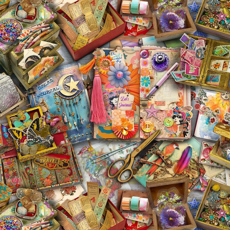JUNK JOURNALLER'S DESK MULTI JUNK JOURNAL AIMEE STEWART MICHAEL MILLER FABRICS DDC12292-MULT-D HALF YARD