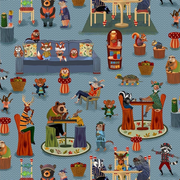 Cozy Lounge Dine & Dashing Party Cindy Jackson DDC12903-BLUE-D Michael Miller Fabrics Half Yard