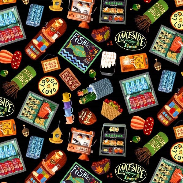 Cozy Lounge Forest Feast Cindy Jackson DDC12905-BLAC-D Michael Miller Fabrics Half Yard