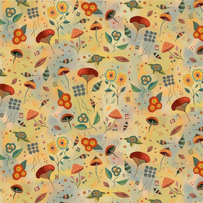 Cozy Lounge Mushroom Mingle Cindy Jackson DDC12908-MULT-D Michael Miller Fabrics Half Yard