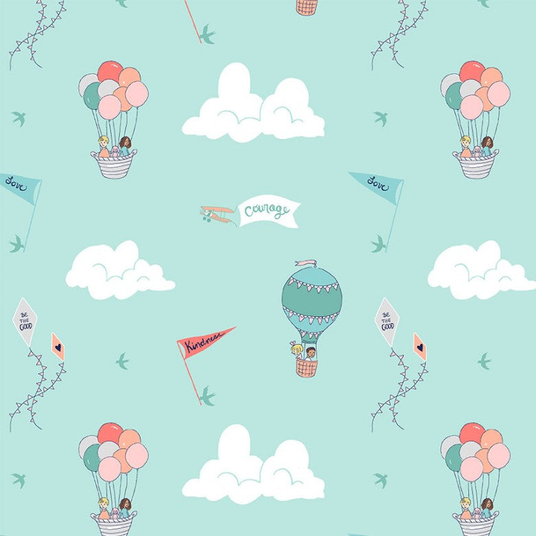 COURAGE AND KINDNESS AQUA MICHAEL MILLER DH9375-AQUA-D HALF YARD