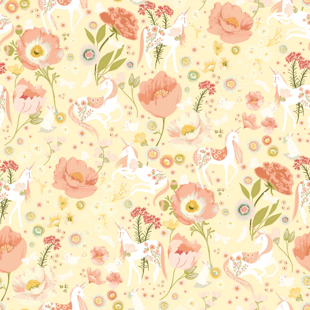 Unicorn Dreams Dreamland Sunshine Ginger Deverell Poppie Cotton UD25703 Half Yard
