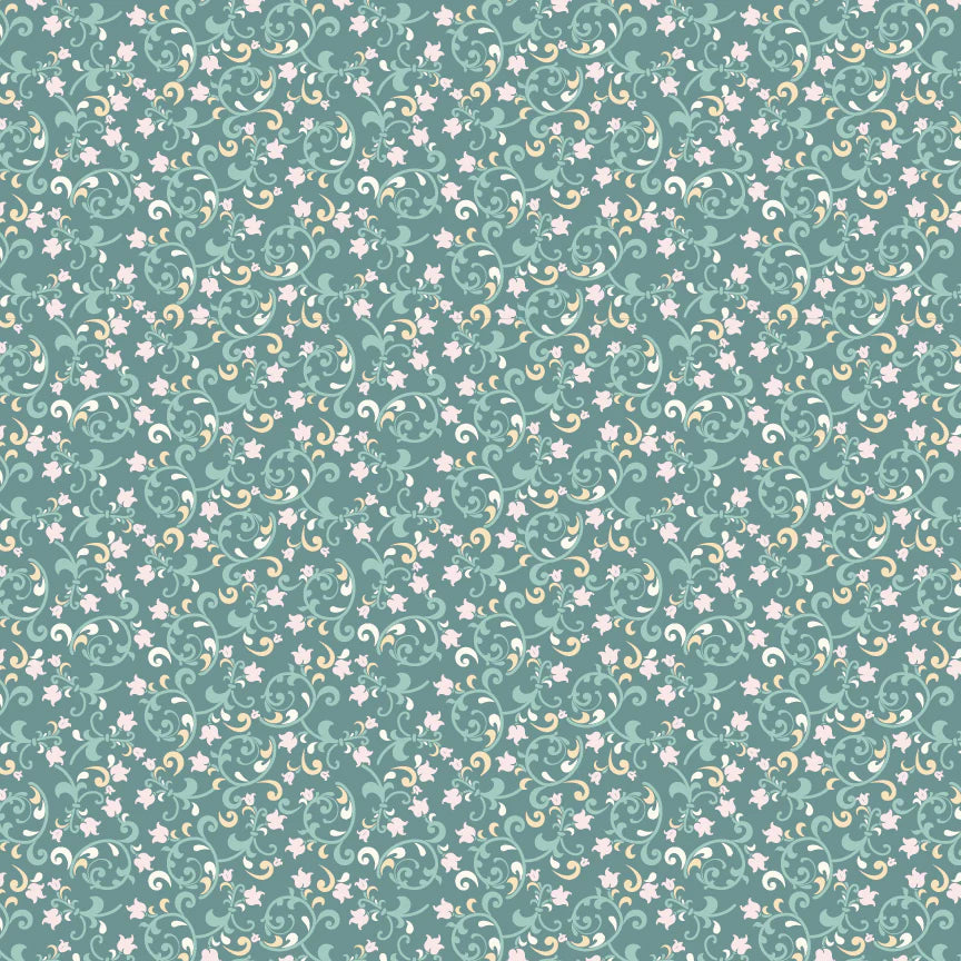Pemberley Park PE261211 Miss Woodhouse Blue Lori Woods Poppie Cotton Half Yard