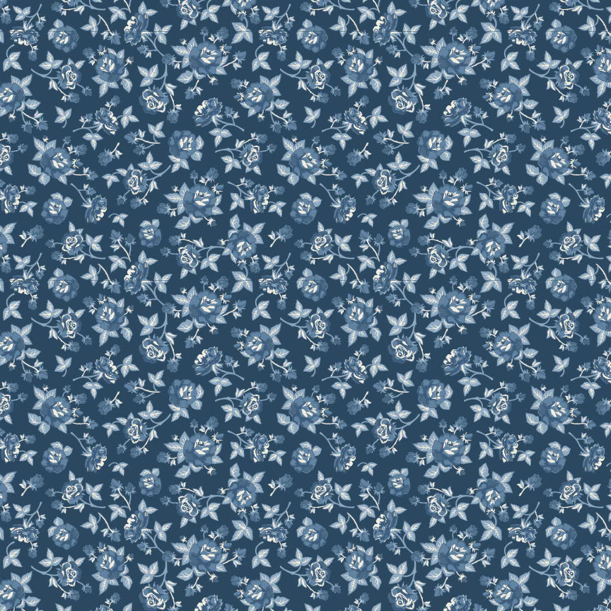 Lakeland Blues Elegant Rose LB25802 Poppie Cotton Half Yard