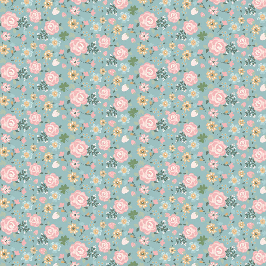 Pemberley Park PE261202 Miss Elliot Blue Lori Woods Poppie Cotton Half Yard