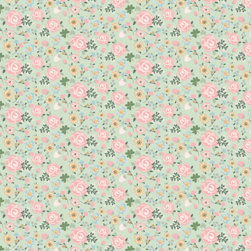 Pemberley Park PE261203 Miss Elliot Green Lori Woods Poppie Cotton Half Yard