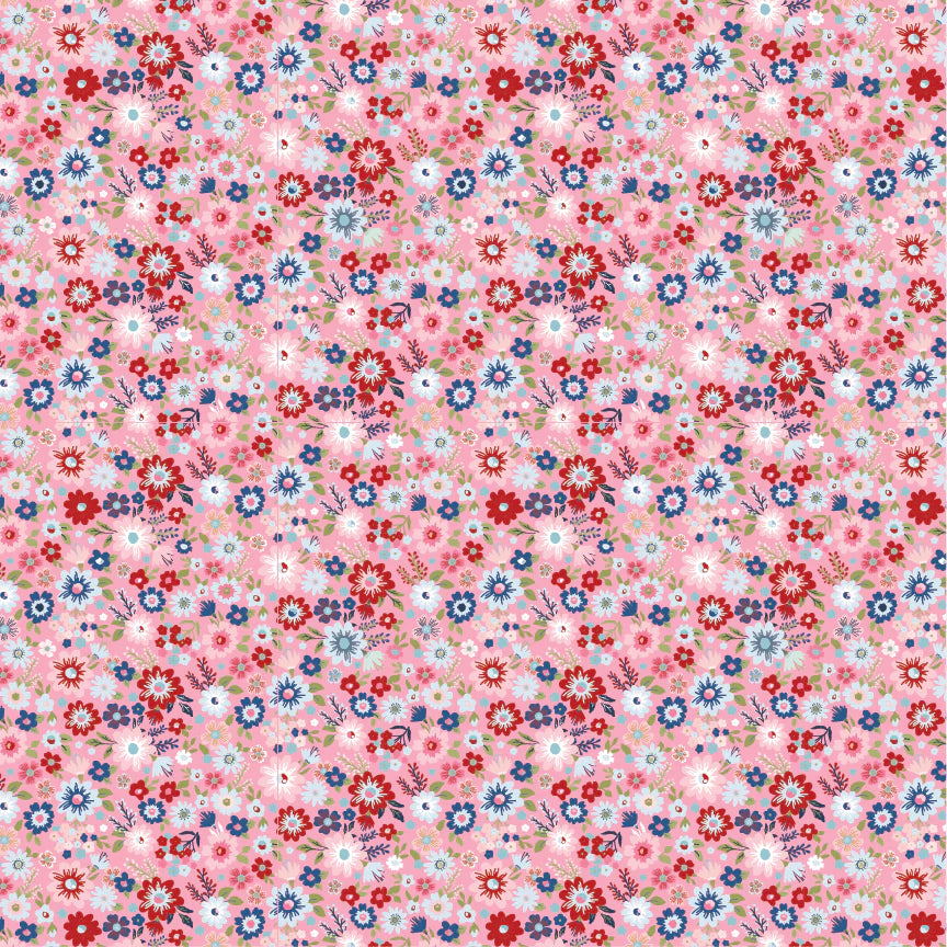Hip Hip Hooray Liberty - Hooray Pink Lori Woods Poppie Cotton HH25102 Half Yard