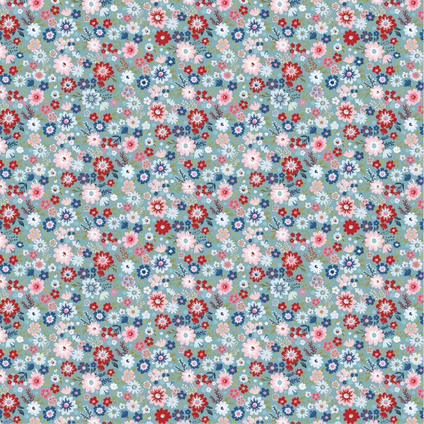 Hip Hip Hooray Liberty - Hooray Blue Lori Woods Poppie Cotton HH25103 Half Yard