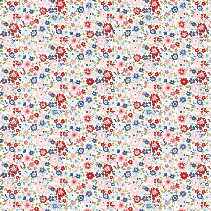 Hip Hip Hooray Liberty - Hooray White Lori Woods Poppie Cotton HH25106 Half Yard