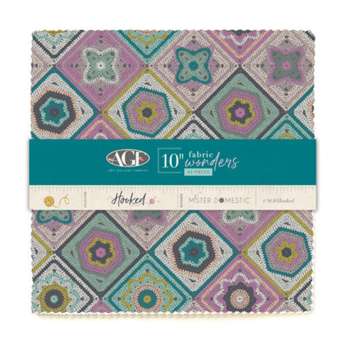 Art Gallery 10" Hooked Fabric Wonders 42 Square Pieces 10W-HKD