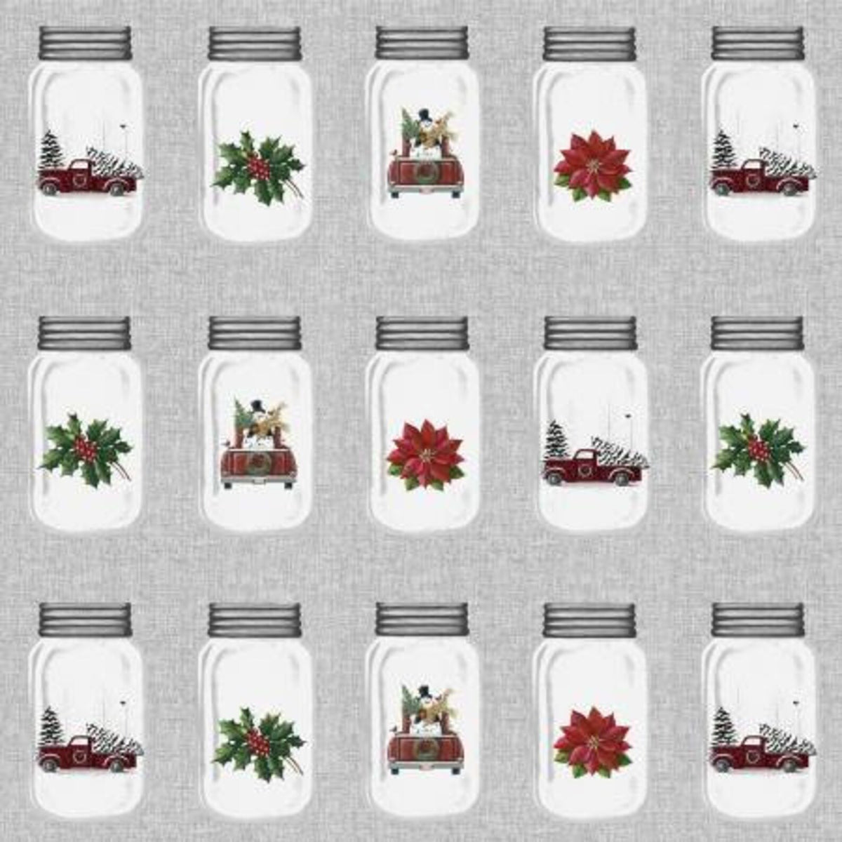 Home for Christmas 1304311B Jars Grey Dianna Swartz Benartex Half Yard
