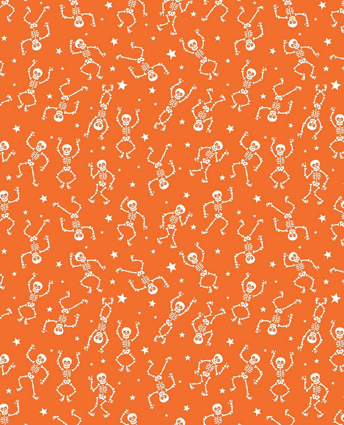 Glow-O-Ween 12963G37B Glowing Skeletons Orange Benartex Half Yard
