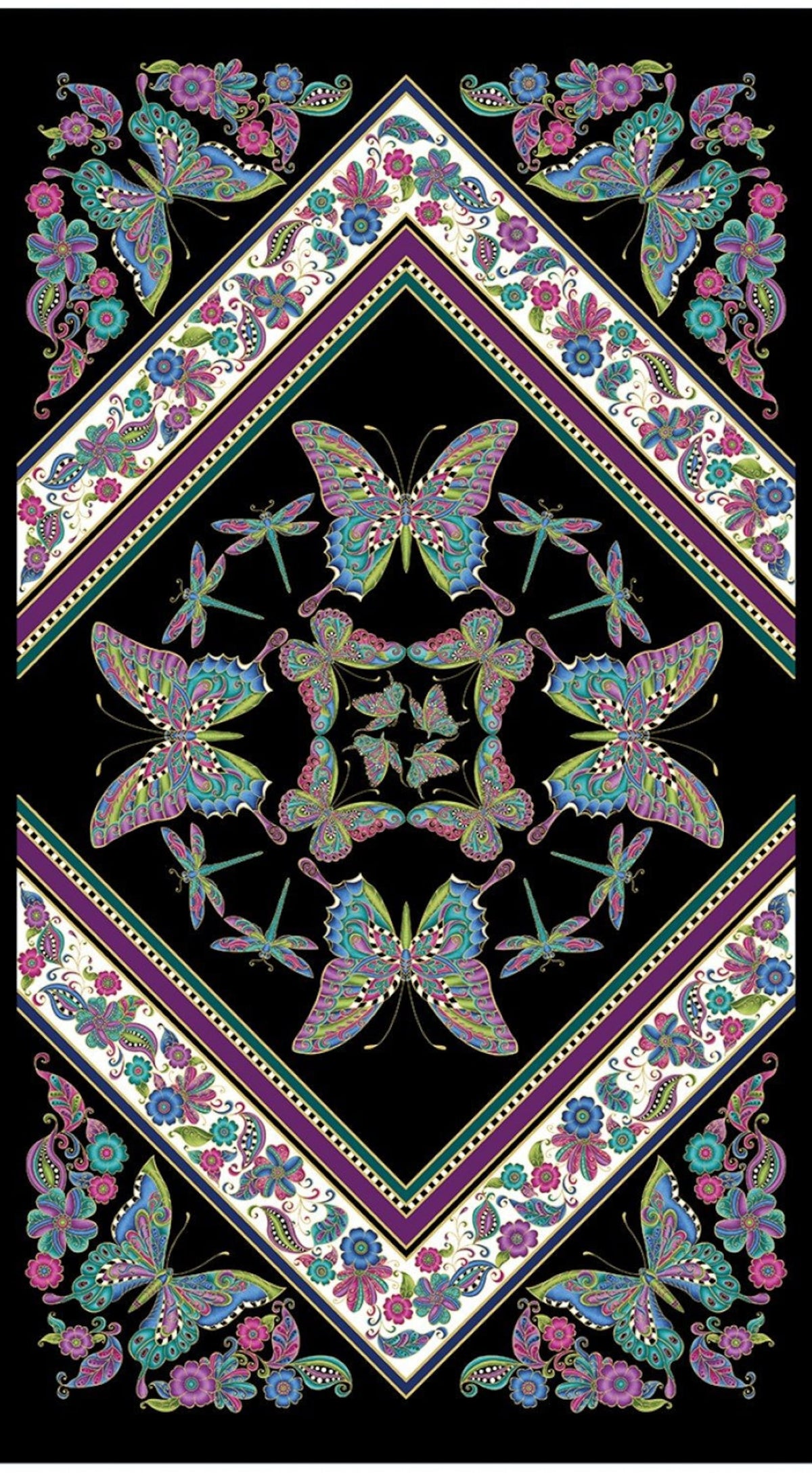 Alluring Butterflies Grizzly Gulch 2/3 Yard Panel Benartex 53M