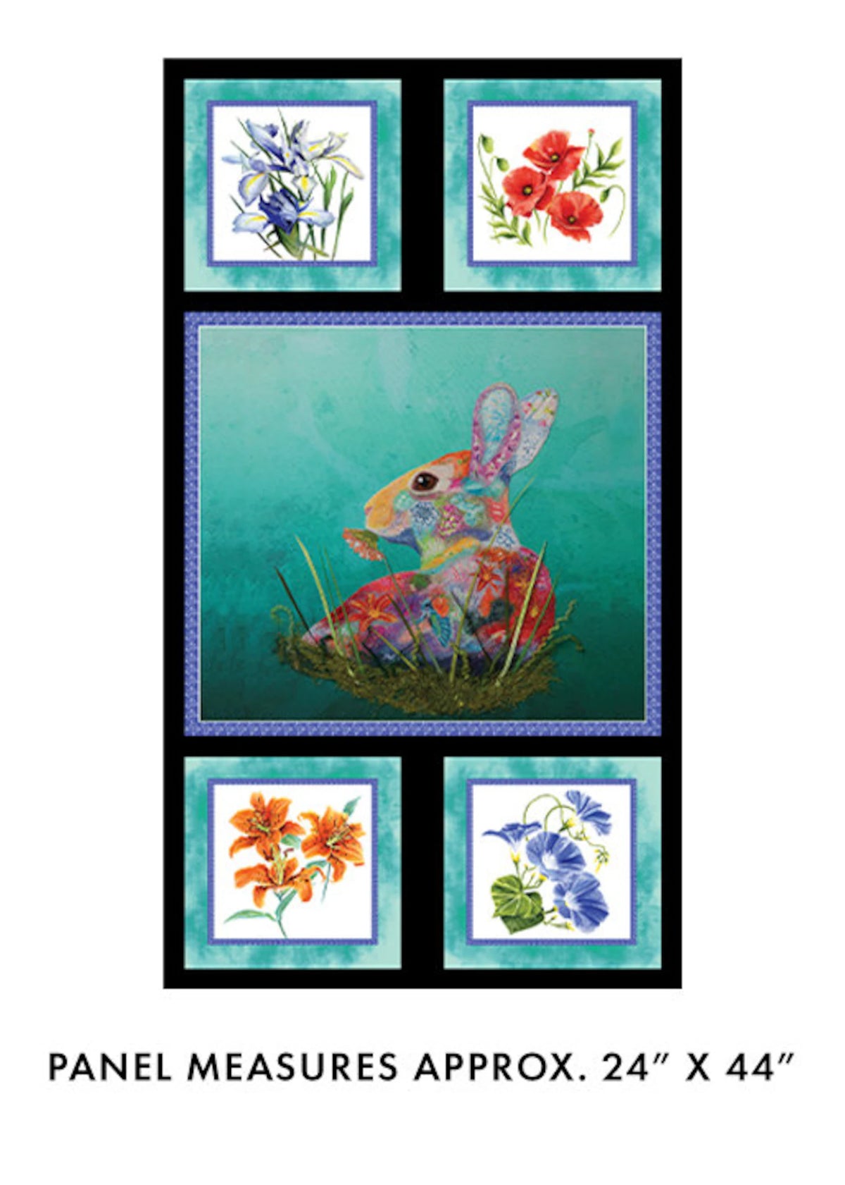 Painted Garden Rabbit 2/3 Yard Panel Benartex 52M