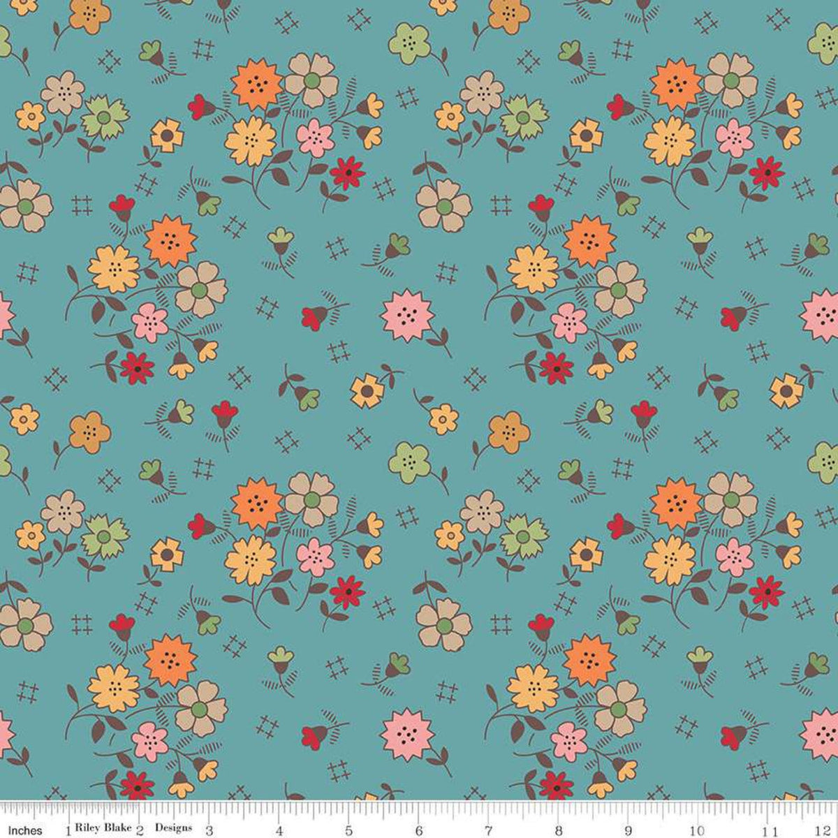 Autumn WB14673­-RAINDROP Wide Back Floral Lori Holt Riley Blake Yard