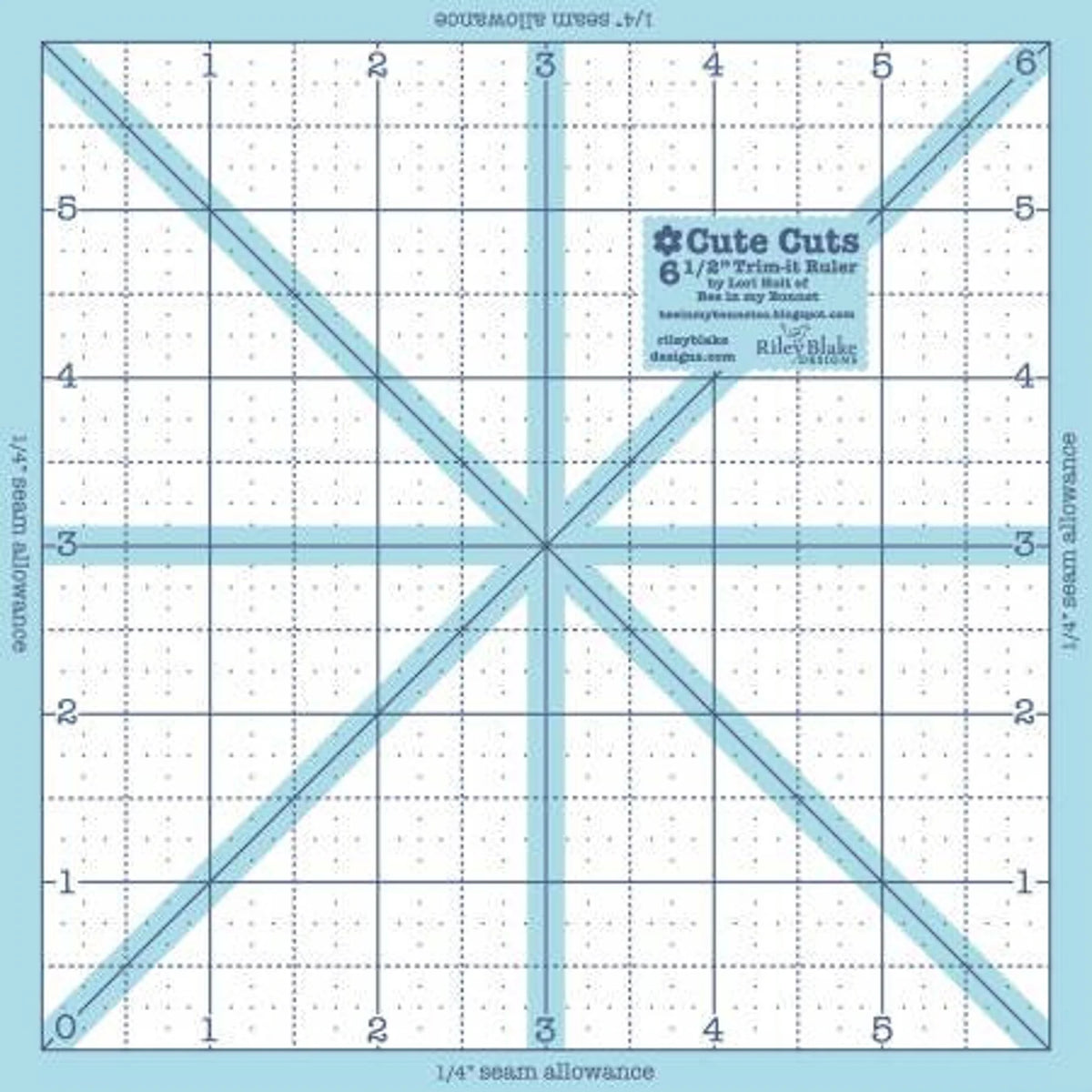 Lori Holt STTI-5528 Cute Cuts™ Trim-it™ Ruler 6 1/2" x 6 1/2" Riley Blake