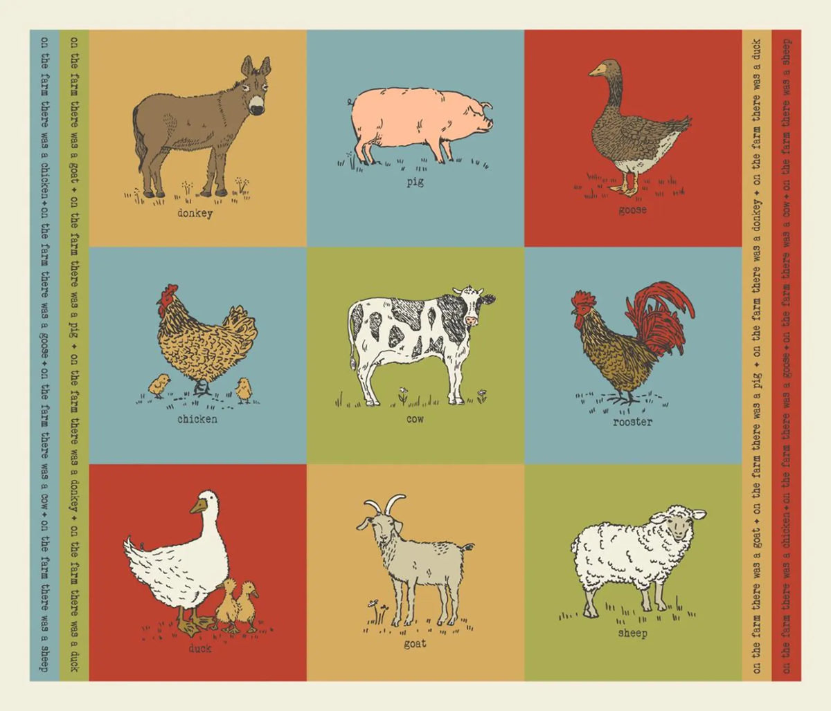 Farmstead Farm Animals 1 Yard Panel Stacy Iest Hsu 20908 11 Moda 186P