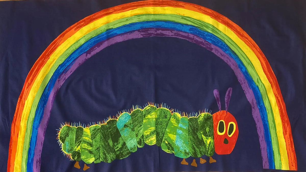 The Very Hungry Caterpillar: Rainbow A-9597-B 24" Panel Blue Andover 23M