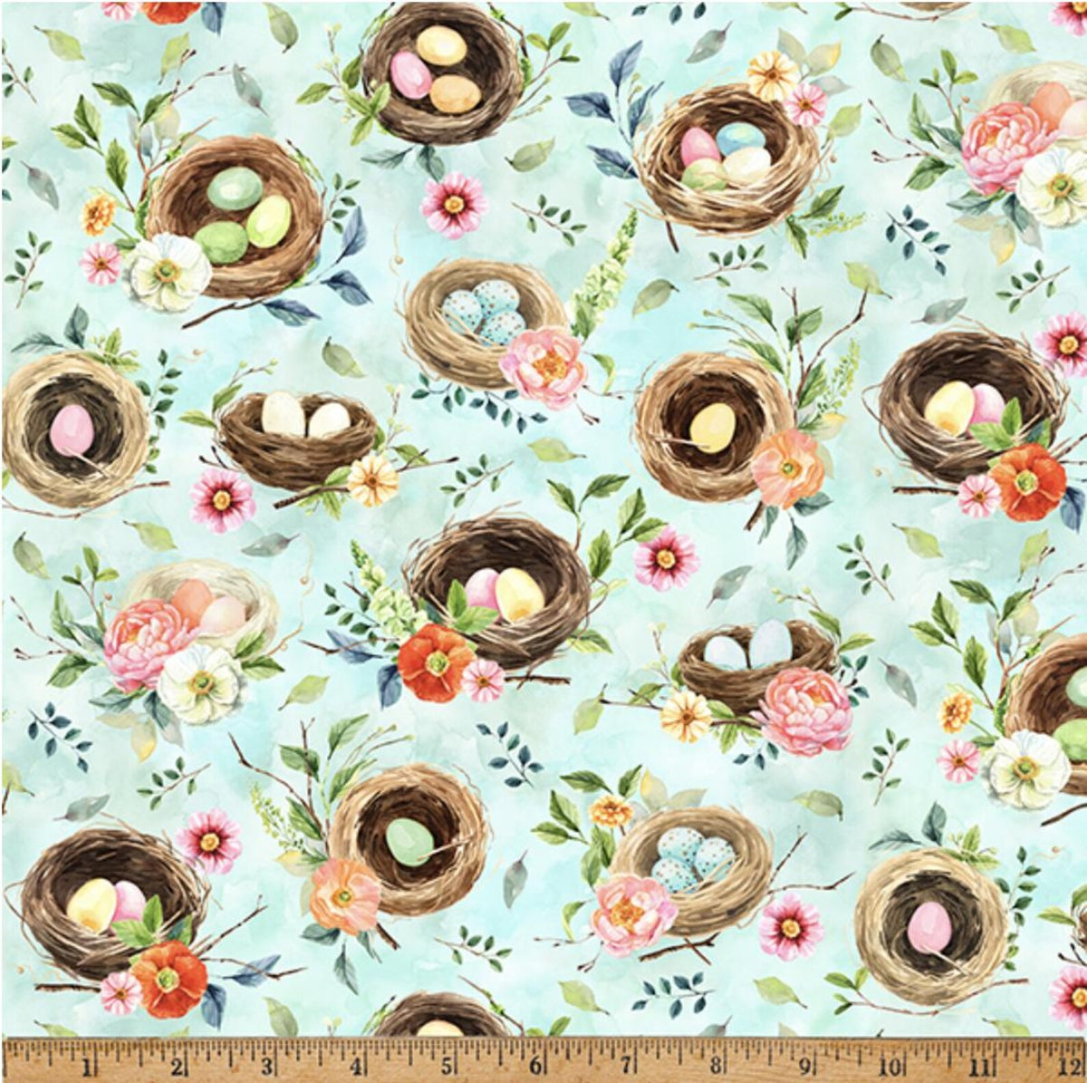 Hoffman Fabrics  Easter Wonder Nests W5428-492 Breeze 15 Yard Bolt