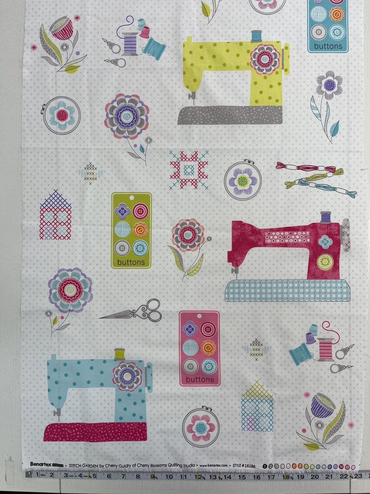 Stitch Garden 1618691B Panel Cherry Guidry Benartex