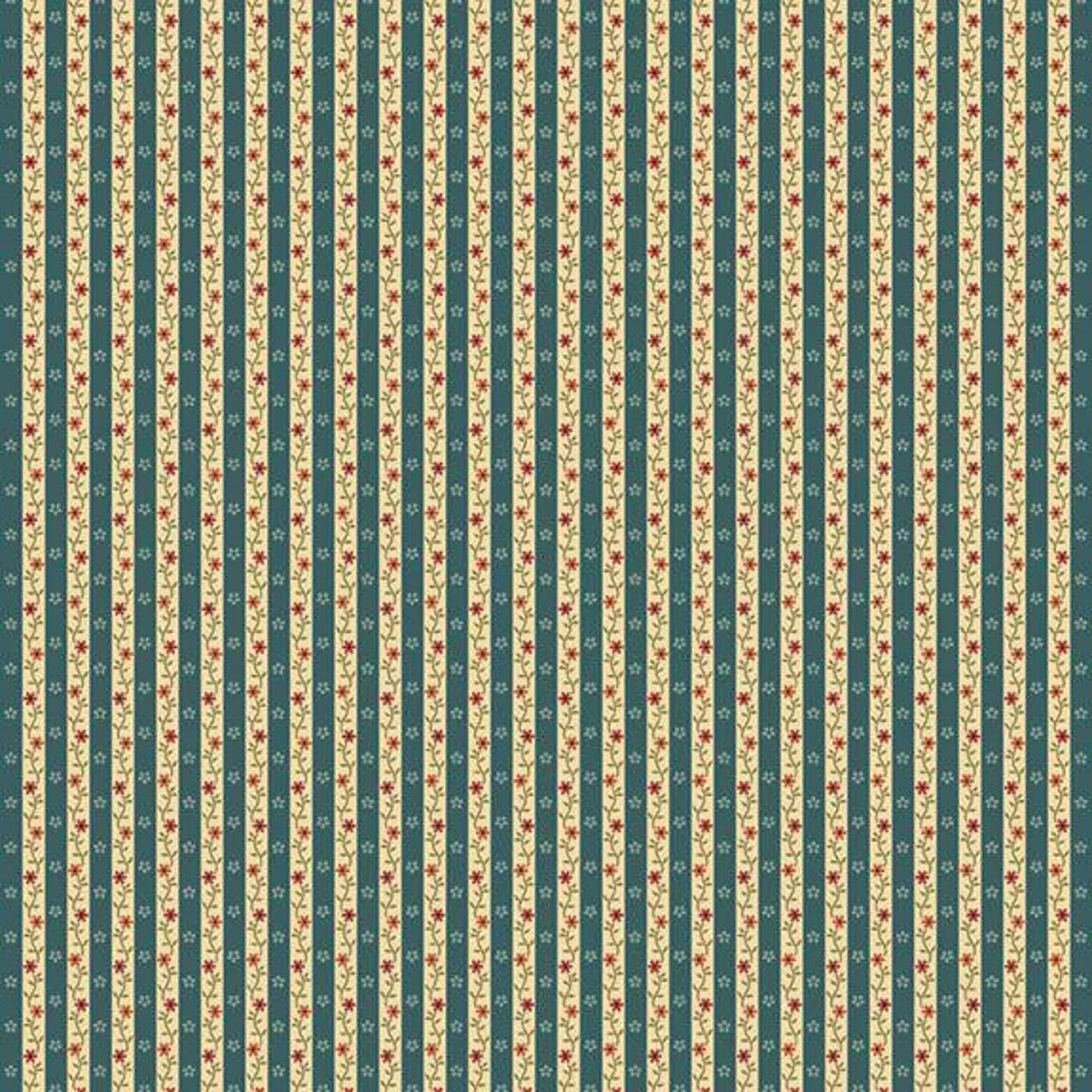Marcus Fabrics Hearthstone Calico Stripe in Blue Sew'n Wild Oaks Pattern 13 Yard Bolt
