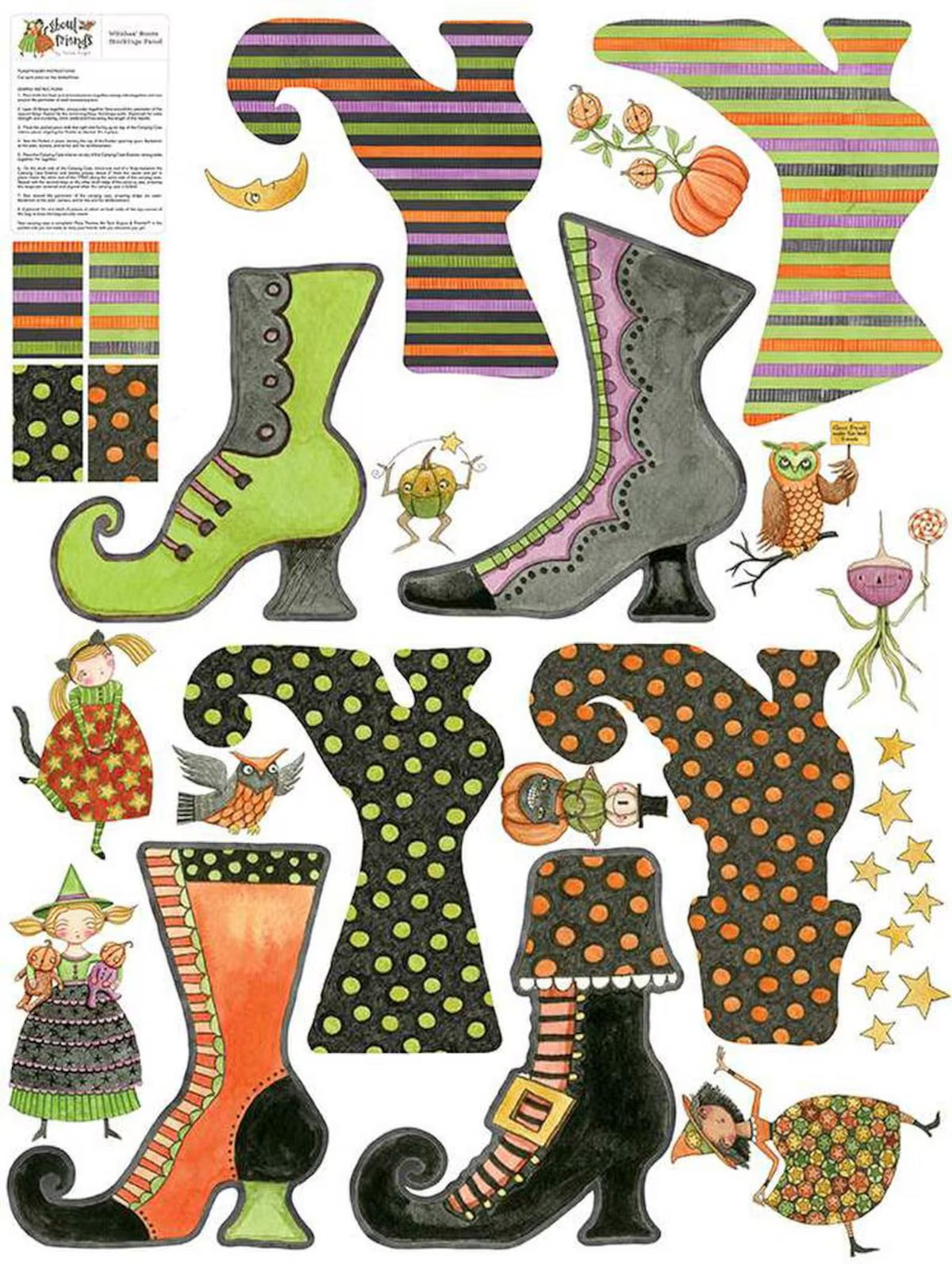 Ghoul Friends Witches' Boots Felt Panel by Teresa Kogut FT16059-PANEL Riley Blake