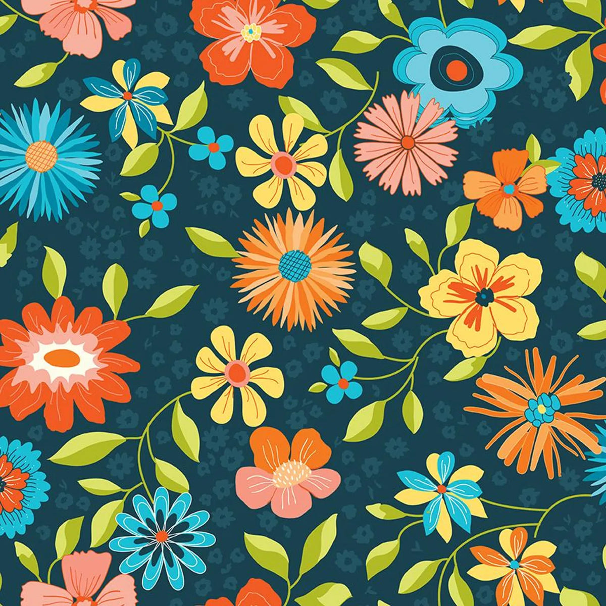 Here Come The Sun 108" 3-Yard Wide Back Sandy Gervais Riley Blake - Black