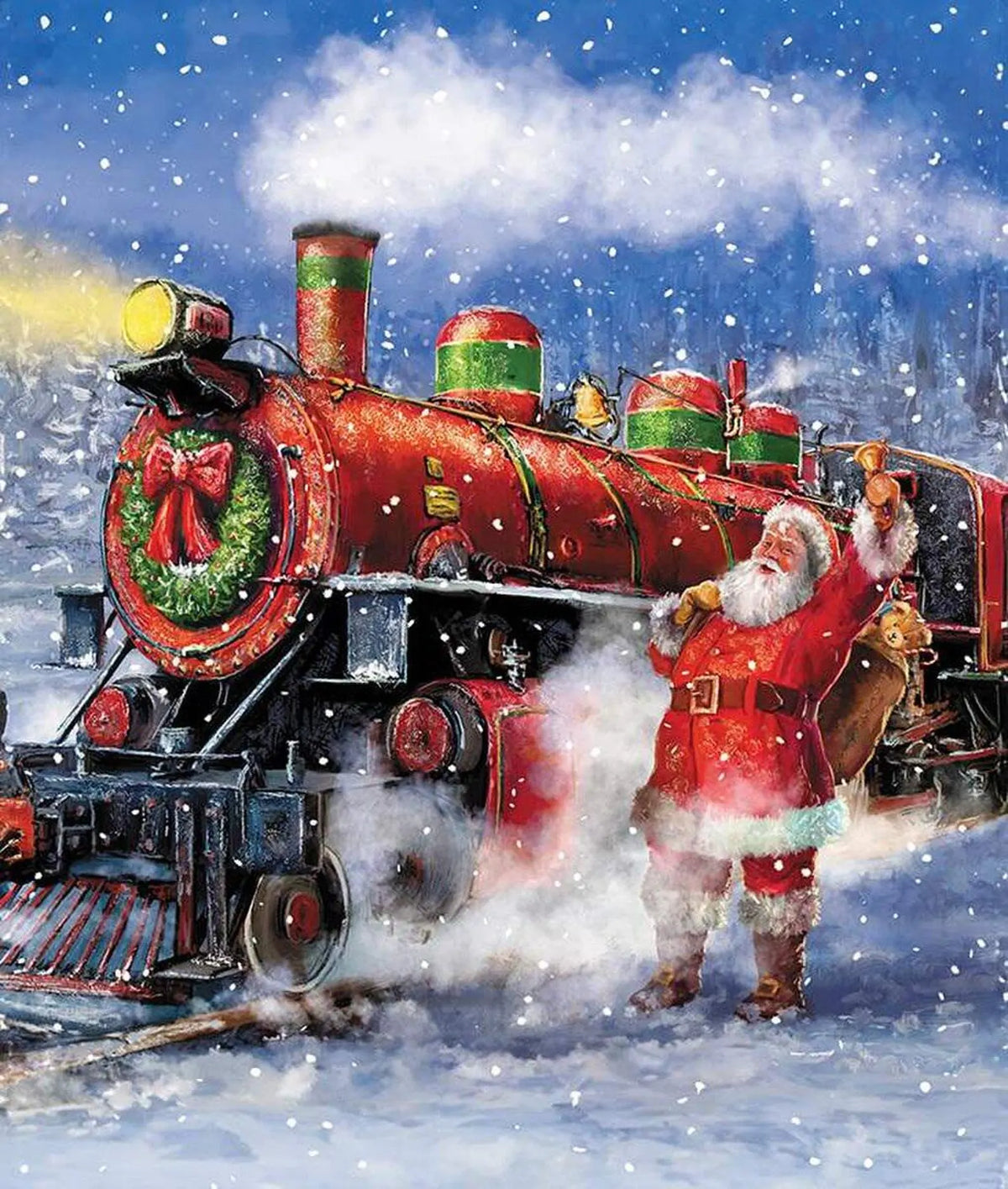 More Christmas Wishes 1 Yard Panel Santa's Train PD16553 Riley Blake 206P