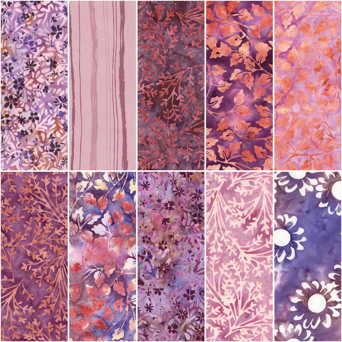 Expressions Batiks Wildflowers Misty 10 Fat Quarter Bundle FQ-23476A-10 Riley Blake