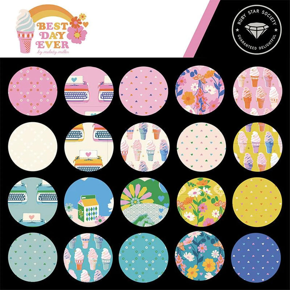 Best Day Ever 2.5 Mini Charm Pack 42 Pieces by Melody Miller for Ruby Star Society