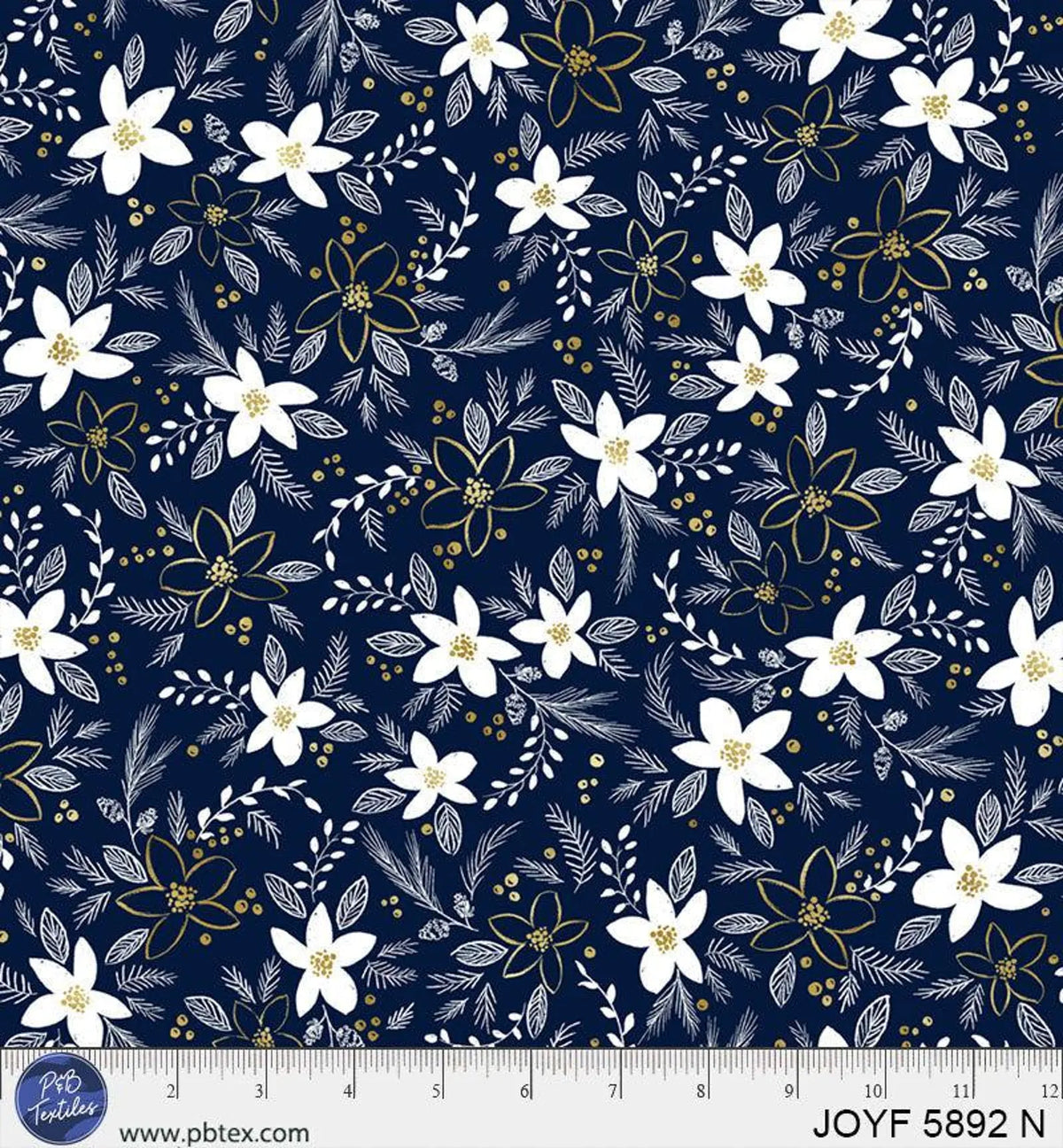 Joyful Floral Toss Navy JOYF05892N Sara Berenson P&B Half Yard